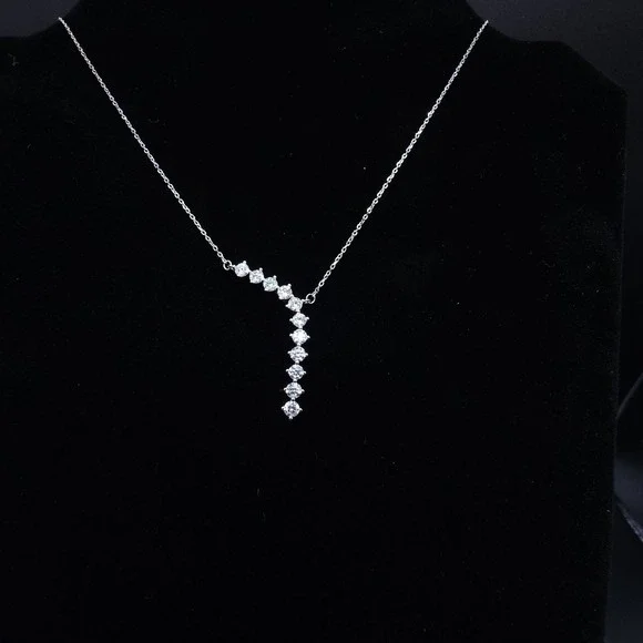 2.2 CTW Moissanite Waterfall Pendant  925 Silver GRA Certified Brilliant Jewelry - Picture 15 of 16